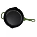 Tigaie din Fonta Emailata, 27 cm, cu Doua Toarte, Verde, Perfect Home