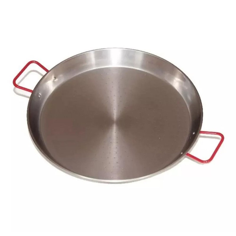 Tigaie din Otel Lustruit pentru Paella, 28 cm, cu Manere, Argintiu, Perfect Home