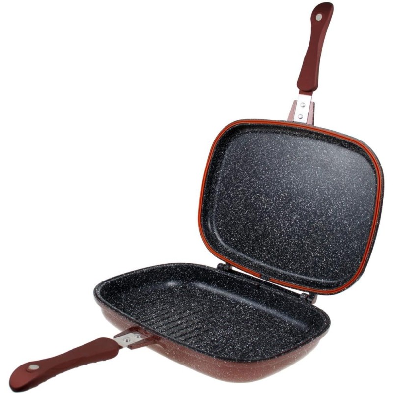 Tigaie Dubla Antiaderenta cu Garnitura din Silicon, Diametru 30 cm, Maro