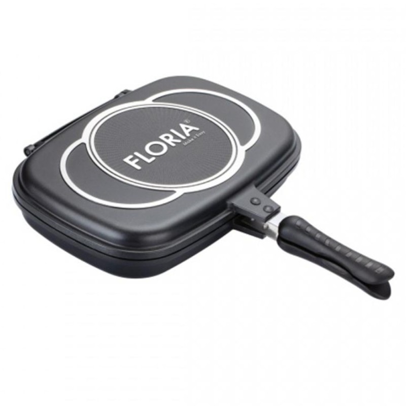 Tigaie Dubla Antiaderenta cu Garnitura din Silicon, Diametru 30 cm, Negru