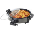 Tigaie Electrica Pizza, Capac Sticla, 36 cm, Termostat Reglabil, Putere 1500W, Neagra