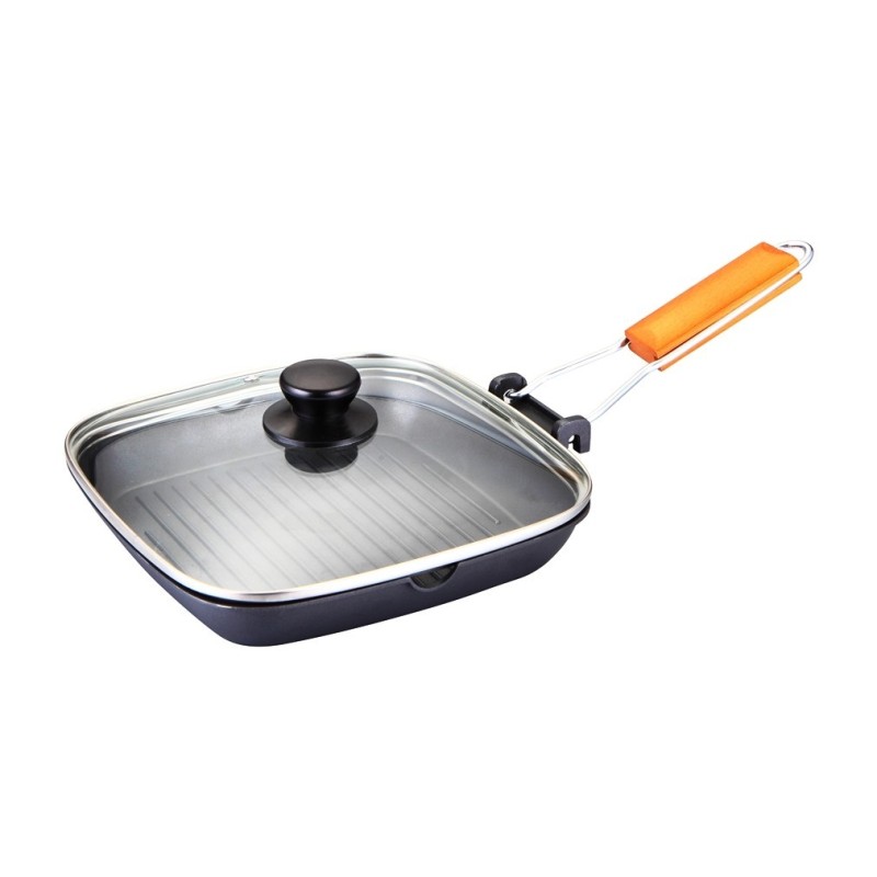 Tigaie Grill Aluminiu, cu Capac, 20x20 cm, Grunberg Hxg20ld