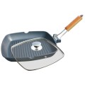 Tigaie Grill din Aluminiu cu Capac Sticla, 28 cm, Neagra, Grunberg