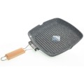 Tigaie Grill din Aluminiu, Diametru 28 cm, Compatibil Inductie, Interior Granit, Maner Pliabil