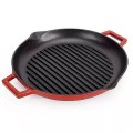 Tigaie Grill Plata Emailata Antiaderenta cu Doua Manere, 31 cm, Rosie, Newalor
