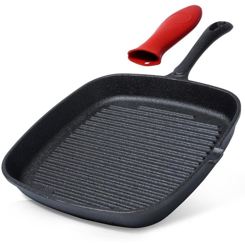 Tigaie Patrata Grill din Fonta, 24.5 x 24 cm, Neagra, Vilde