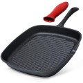 Tigaie Patrata Grill din Fonta, 24.5 x 24 cm, Neagra, Vilde