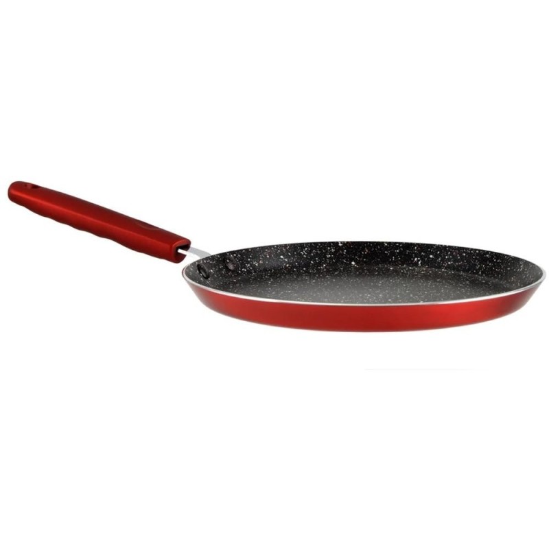 Tigaie pentru Clatite Red Line, Aluminiu, Strat Antiaderent, 24 cm, Rosie, Perfect Home