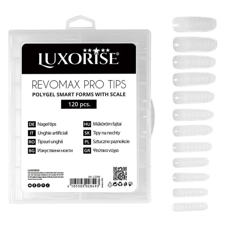Tipsuri Reutilizabile Polygel Revomax Pro Tips, Luxorise, 120 Bucati
