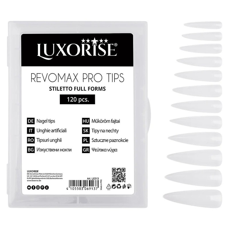 Tipsuri Reutilizabile Revomax Pro Tips Luxorise, Stiletto Full Forms, 120 Bucati