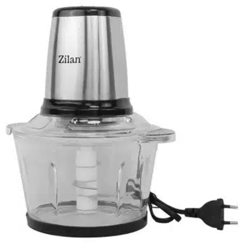Tocator Legume si Fructe, Inox Zilan, Vas Sticla 2 l, 2 Viteze si Functie Pulse, 400 W
