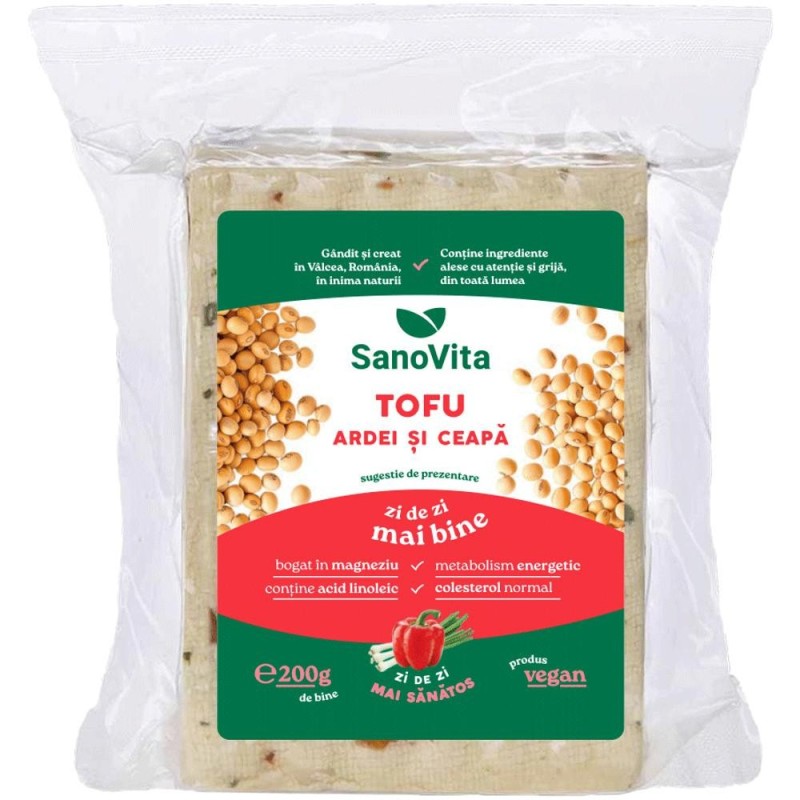 Tofu cu Ardei si Ceapa Sterilizat, Sanovita, 200 g