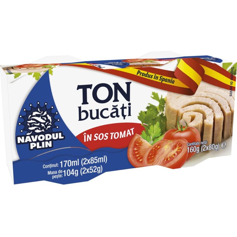 Ton Bucati in Sos Tomat, Navodul Plin, 160 g