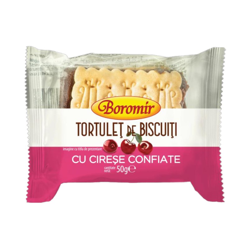 Tortulet de Biscuiti cu Cirese Confiate Boromir, 50 g