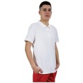 Tricou cu Guler si Nasturi, Bumbac, Alb, M