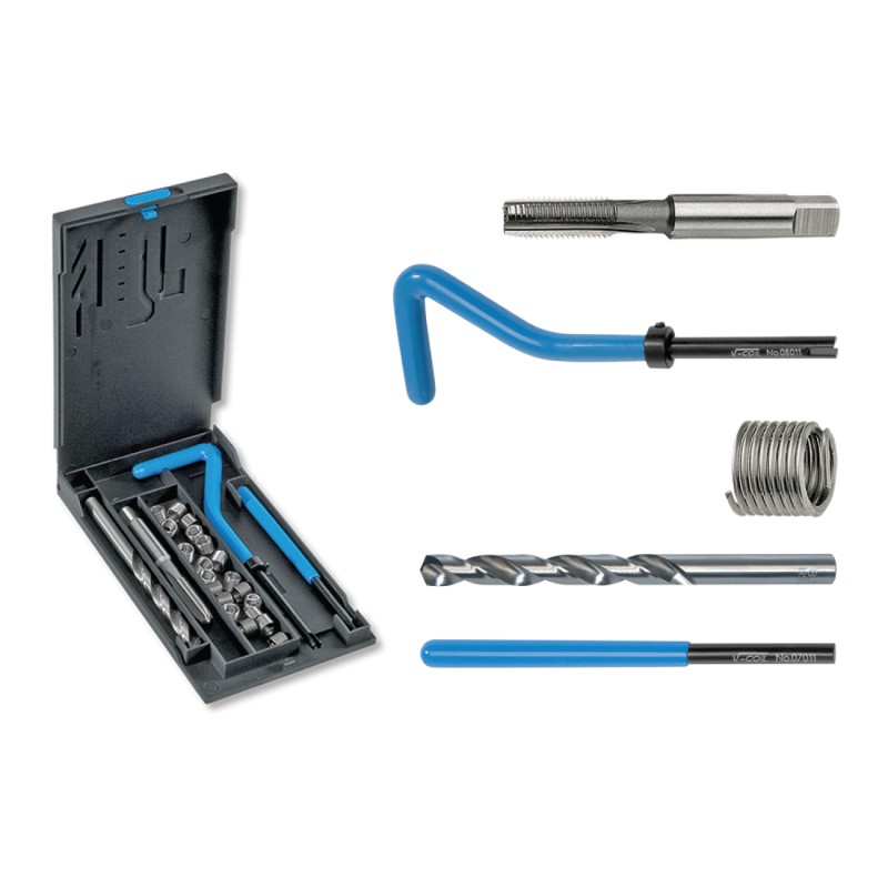 Trusa de Scule pentru Repararea Filetelor M 14 X 2.0, Caseta din Metal, Set 12 Piese