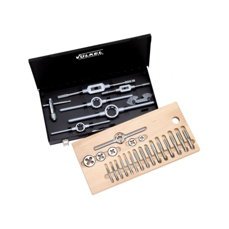 Trusa Filetare cu Tarozi de Mana si Filiere, HSS, Metric, M3 - M24, fara Burghiu, Set 34 Piese