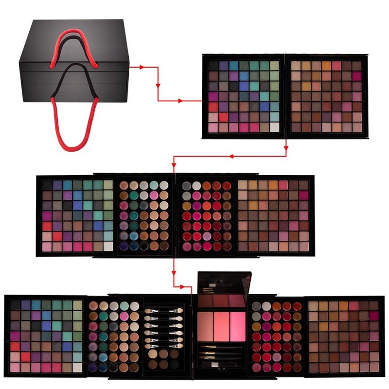 Trusa Machiaj Multifunctionala 177 Culori Mix & Go + Cadou Set 15 Pensule, SensoPRO Milano