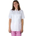 Tunica Medicala Dama Oana Premium, Maneca Scurta, Inchidere Nasturi, 3 Buzunare, Alb, S