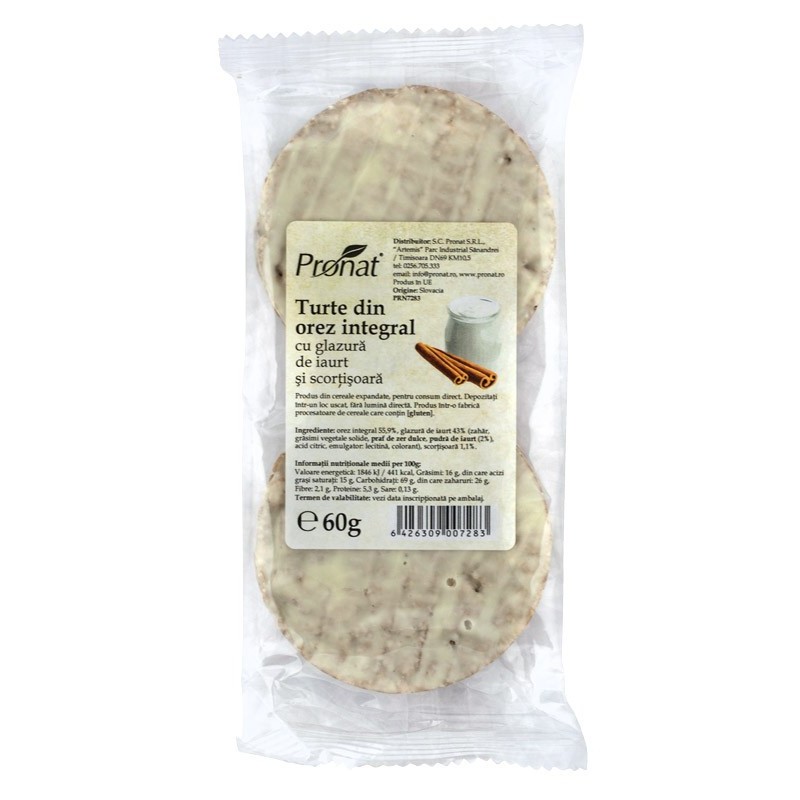 Turte din Orez Integral cu Glazura de Iaurt si Scortisoara, 60 g