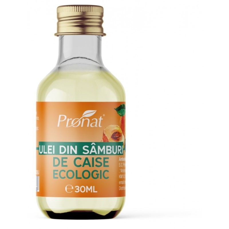 Ulei BIO din Samburi de Caise, Presat la Rece, 30 ml, Pronat