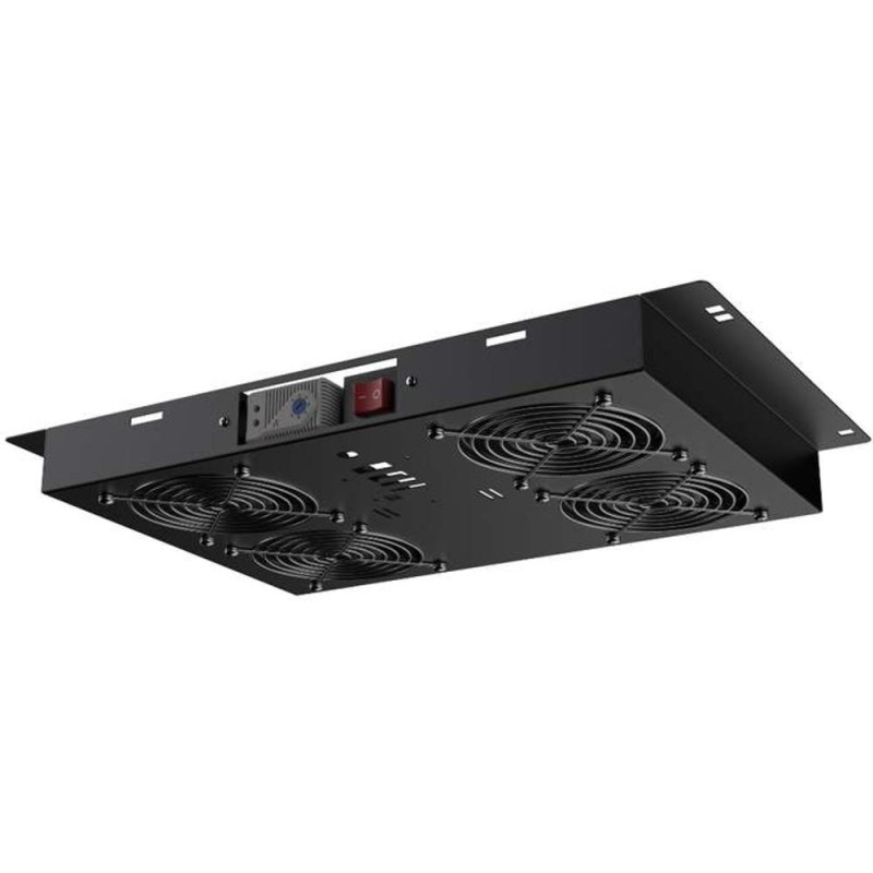 Unitate Ventilare 1U Rack 19", 4 ventilatoare, Termostat Negru RAL9005, Mirsan
