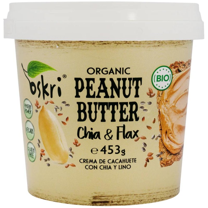 Unt de Arahide cu Seminte de Chia si In, Oskri, Bio, 453 g