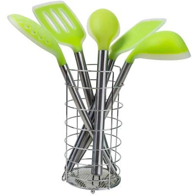 Ustensile Bucatarie, Silicon, Suport Inclus, 5 Piese