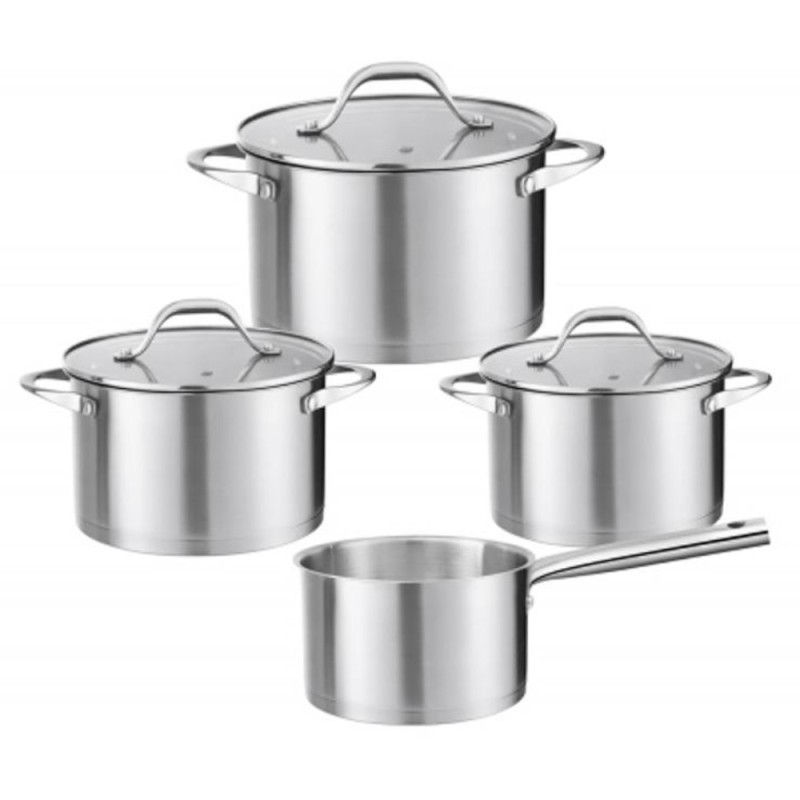 Vase din Inox, Capace din Sticla, 7 Bucati