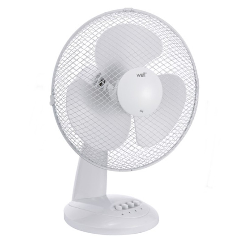 Ventilator pentru Birou Well, 34 cm, 40 W, 3 Viteze, Oscilatie Stanga Dreapta, Alb