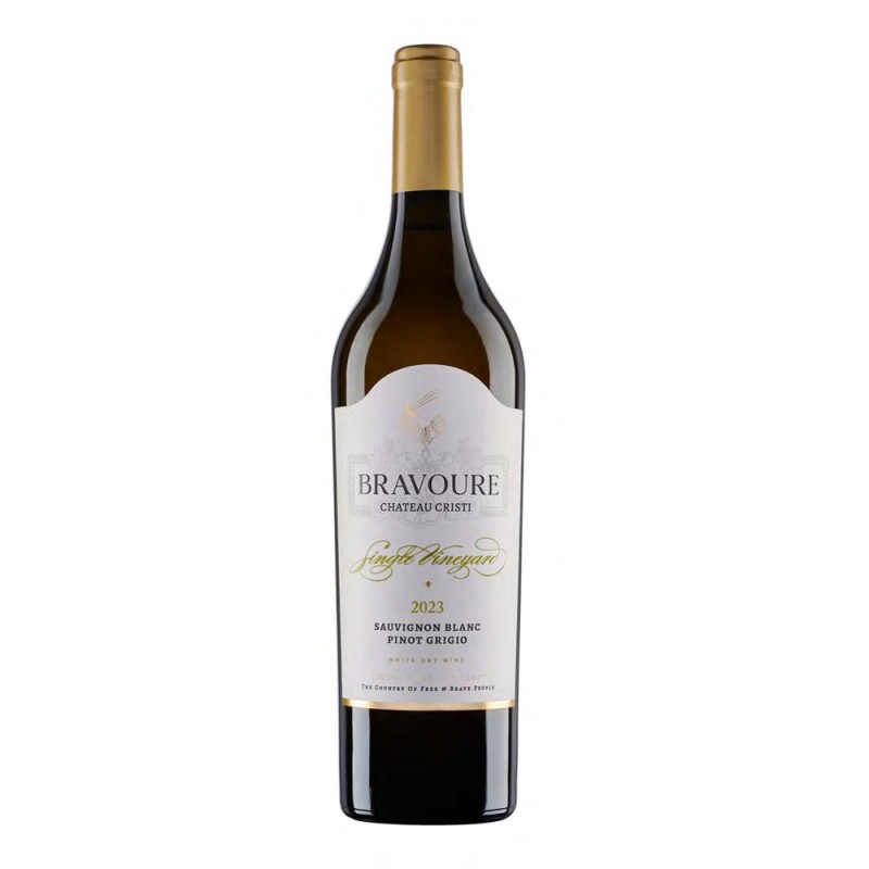 Vin Alb Chateau Cristi, Bravoure, Cupaj, Sauvignon Blanc si Pinot Grigio, Sec, 0.75 l