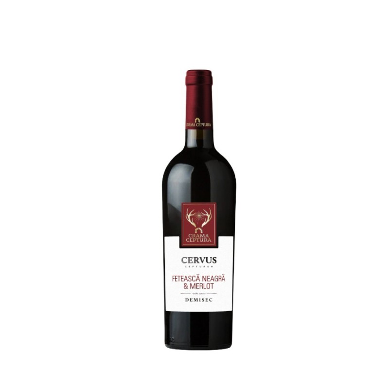 Vin Cervus Cepturum Feteasca Neagra & Merlot Crama Ceptura, Rosu Demisec, 0.75 l