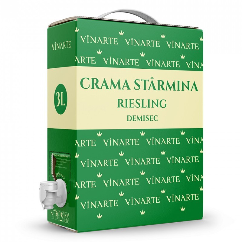 Vin Domeniile Vinarte Riesling, Alb Demisec Bag-in-Box, Punga 3 l