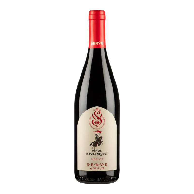Vin Rosu Serve, Vinul Cavalerului, Merlot, Sec, 0.75 l