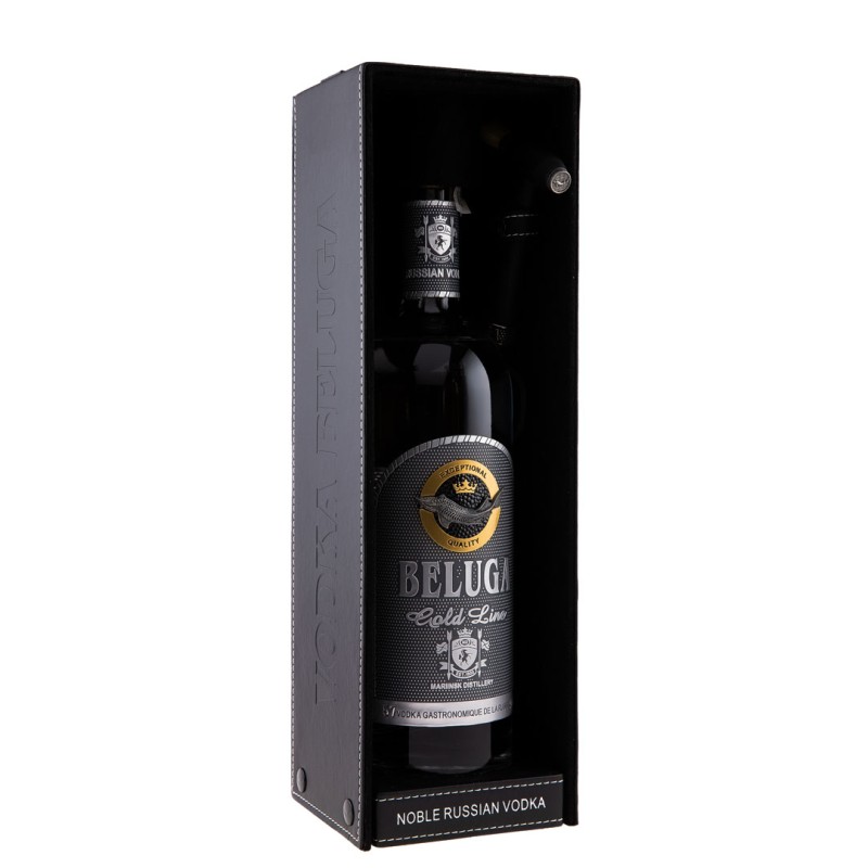 Vodka Beluga Gold Line 0.7 l, Cutie din Piele
