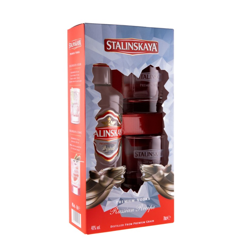 Vodka Stalinskaya, 40%, 0.7 l cu Doua Pahare