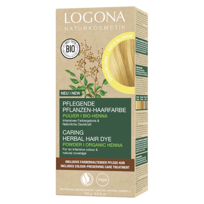 Vopsea de Par Bio pe Baza de Plante Biogast Logona, Blond Auriu, 100 g