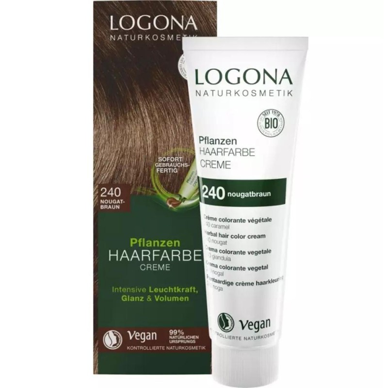Vopsea de Par Crema, Bio, Saten Nougat Caramel 240, 150 ml, Logona