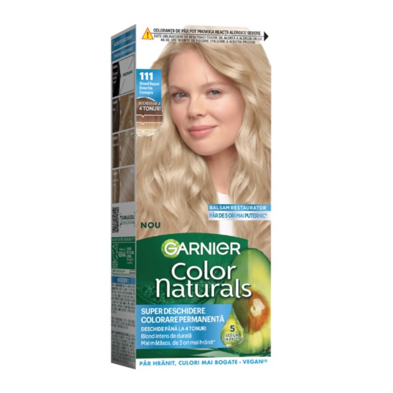 Vopsea de Par Permanenta cu Amoniac Garnier Color Naturals 111 Blond Super Deschis Cenusiu, 110 ml