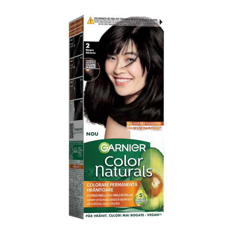 Vopsea de Par Permanenta cu Amoniac Garnier Color Naturals 2.0 Negru Abanos, 110 ml