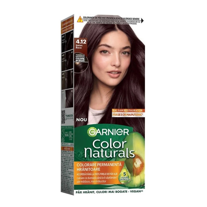 Vopsea de Par Permanenta cu Amoniac Garnier Color Naturals 4.12 Saten Rece, 110 ml