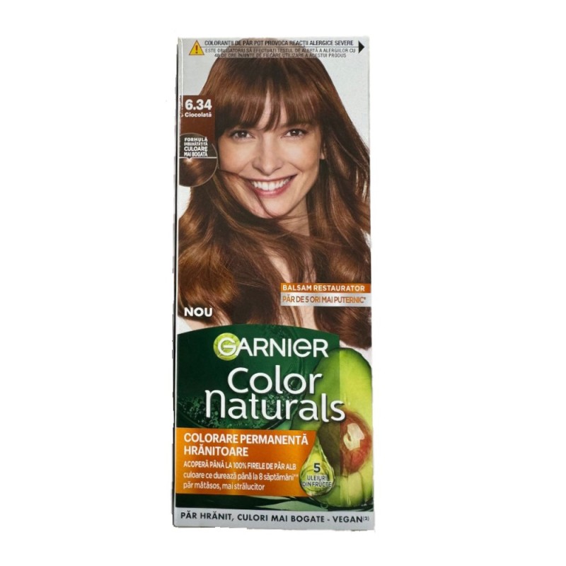 Vopsea de Par Permanenta cu Amoniac Garnier Color Naturals 6.34  Ciocolata, 110 ml
