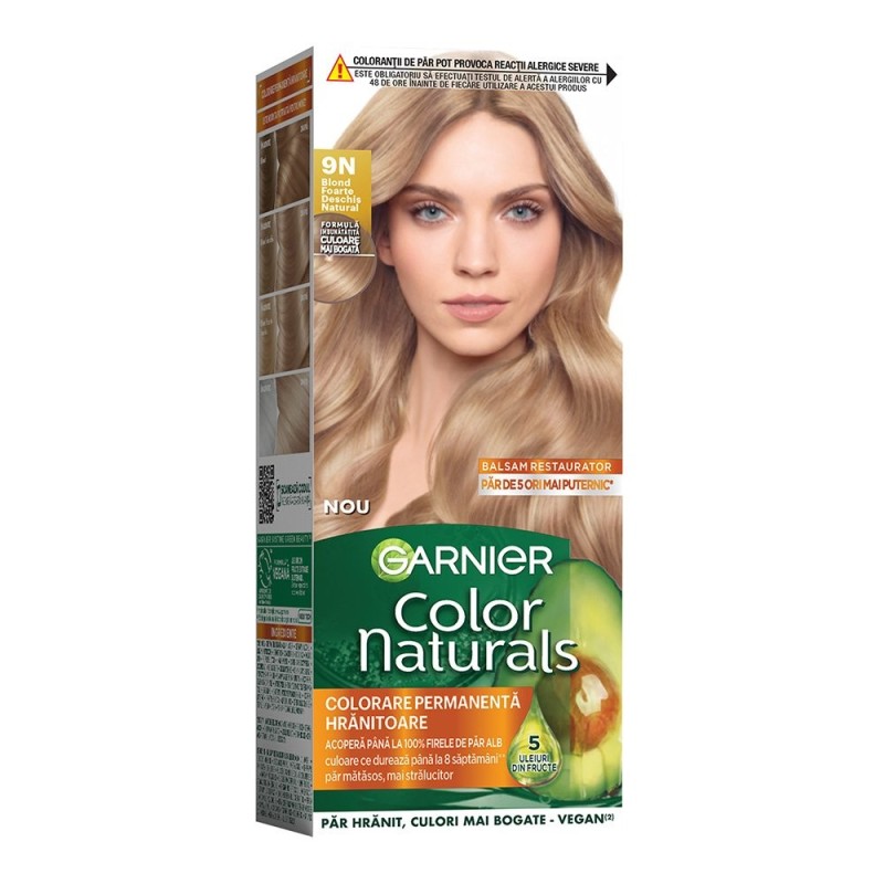 Vopsea de Par Permanenta cu Amoniac Garnier Color Naturals 9N Blond foarte Deschis Natural, 110 ml