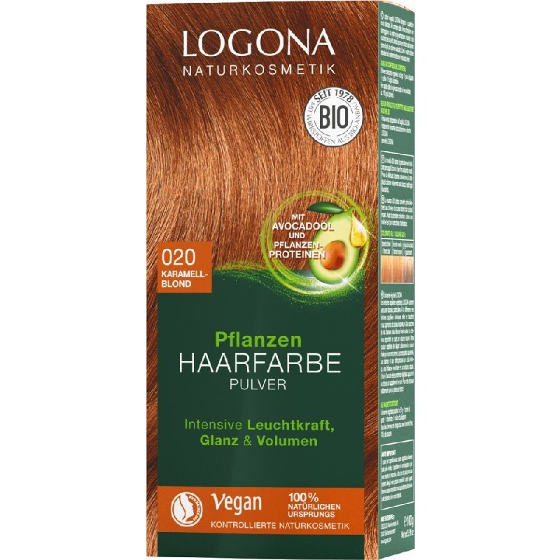 Vopsea de Par Permanenta fara Amoniac 100 % Naturala Logona, 020 Blond Caramel, 100 g