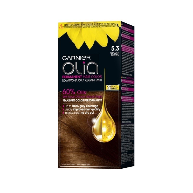 Vopsea de Par Permanenta fara Amoniac Garnier Olia 5.3 Golden Brown, 112 ml
