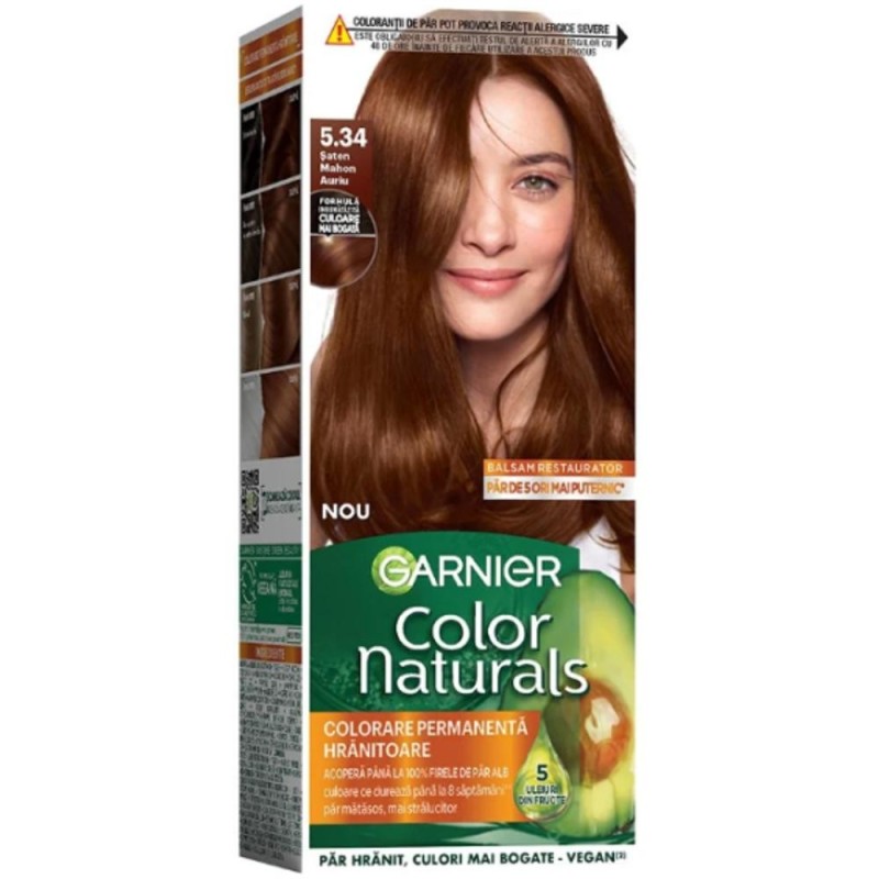 Vopsea de Par Permanenta Garnier Color Naturals 5.34 Saten Mahon Auriu, 110 ml