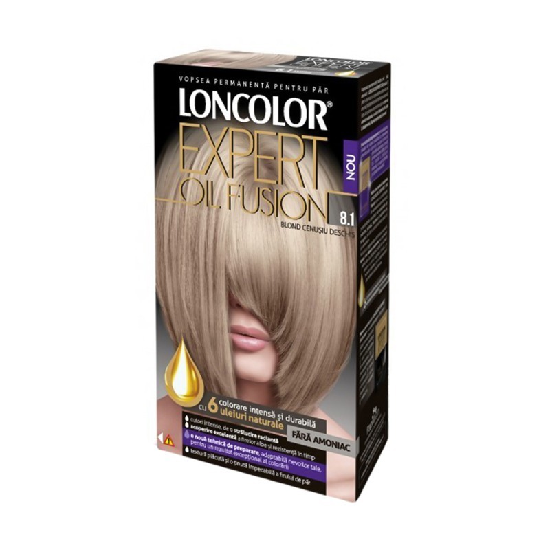 Vopsea de Par Permanenta Loncolor Expert Oil Fusion 8.1 Blond Cenusiu Deschis, 100 ml