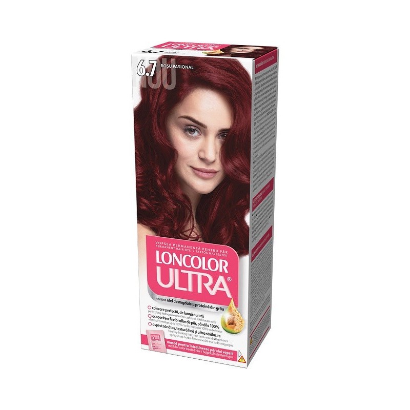 Vopsea de Par Permanenta Loncolor Ultra 6.7 Rosu Pasional, 100 ml