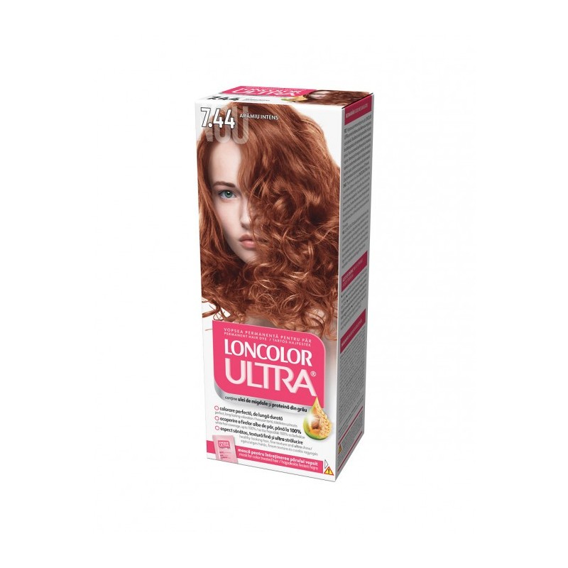 Vopsea de Par Permanenta Loncolor Ultra 7.44 Aramiu Intens, 100 ml