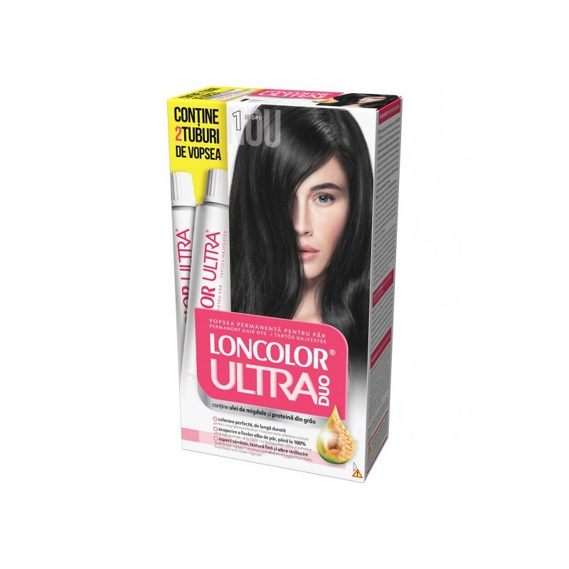 Vopsea de Par Permanenta Loncolor Ultra Max, 1 Negru, 200 ml